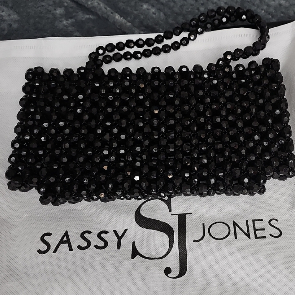 Sassy Jones Midnight Black Beaded Handbag